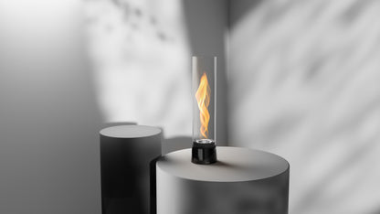 SPIN air Tabletop Fireplace on an evening dining table
