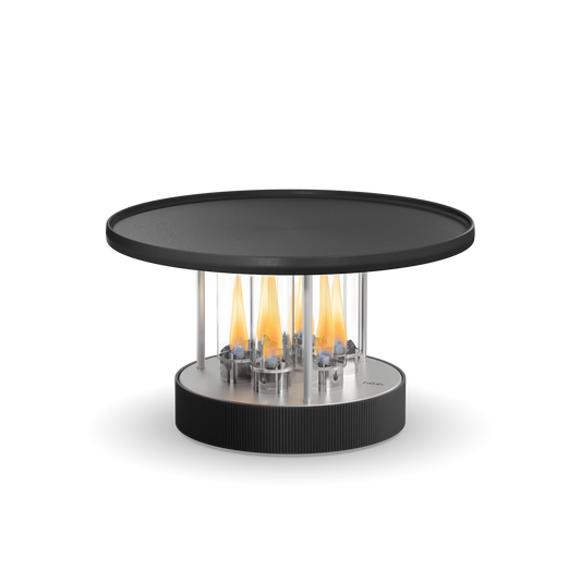 CIRCLE 35 Tabletop Grill by höfats, stainless steel bioethanol grill with cast iron plancha