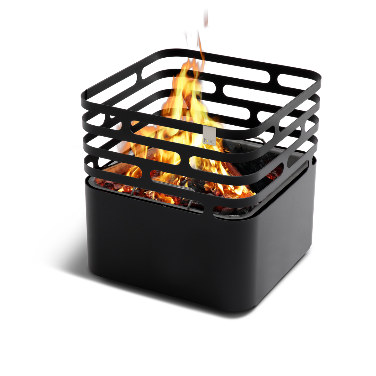 CUBE Fire Basket Black — stainless steel powder-coated fire basket