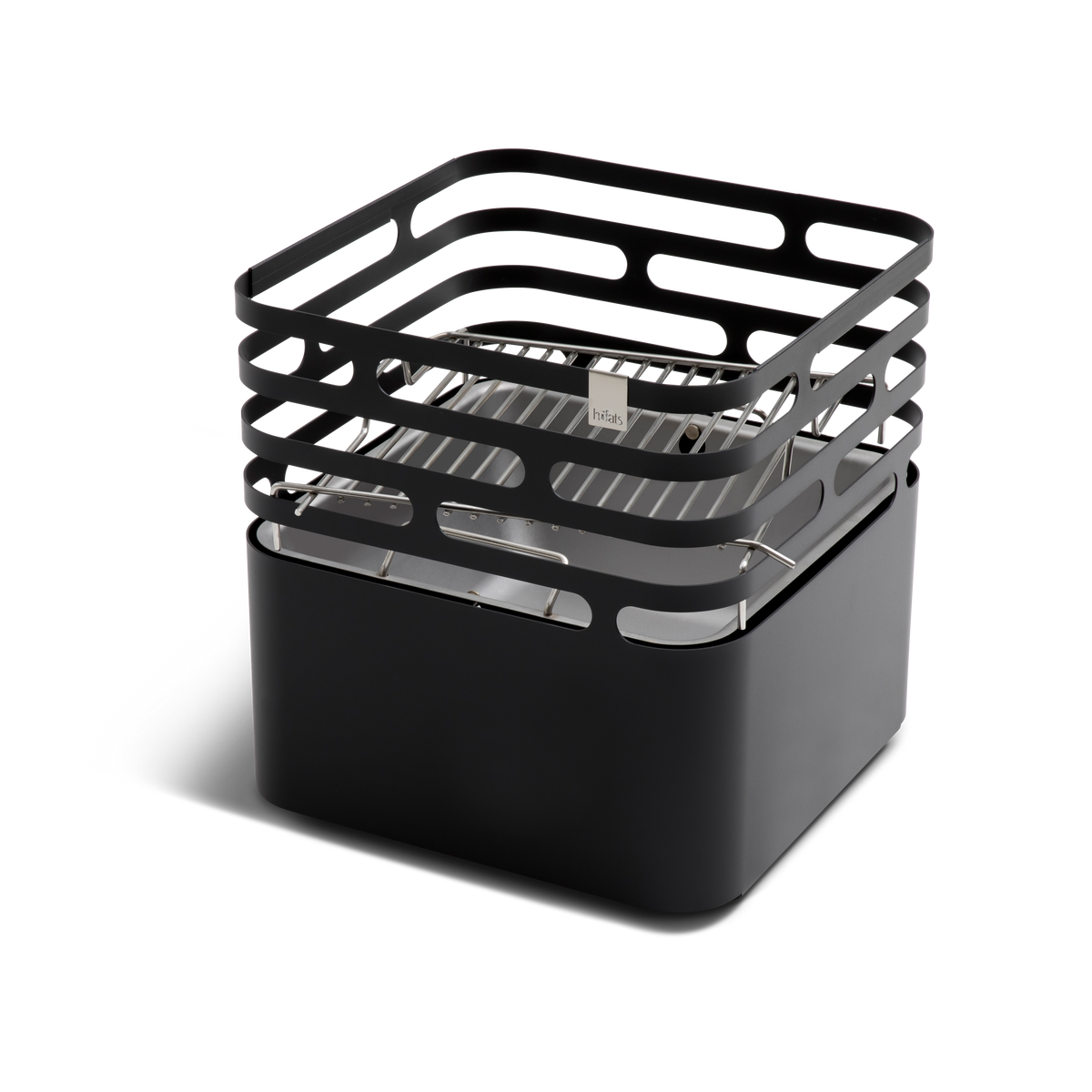 CUBE Cooking Grid set at the lowest position, closest to the embers