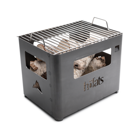 BEER BOX Cooking Grid fitted on the BEER BOX Fire Basket