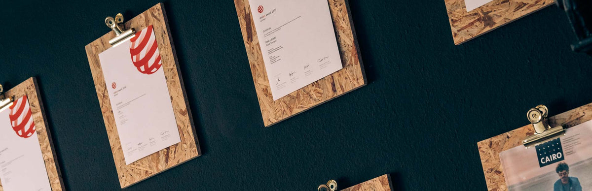 höfats awards, moodboard of certificates and trophies